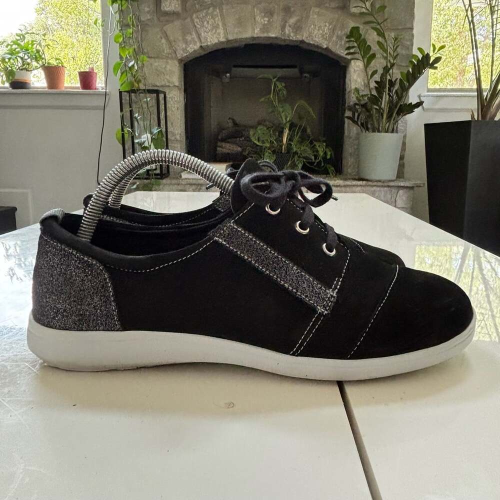 SAS Marnie Sneaker Size 9 WW Black Sparkle Leather Comfort Shoes